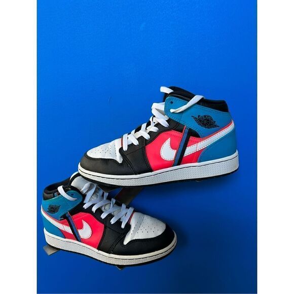 Nike Air Jordan 1 Mid GS Game Time Black Blue Crimson Orbit (CV4891 001) 4.5Y/W6 - Picture 3 of 6